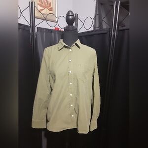 J. Crew Women's Olive Button Down Shirt Long Sleeve Size M 100% Cotton Casual